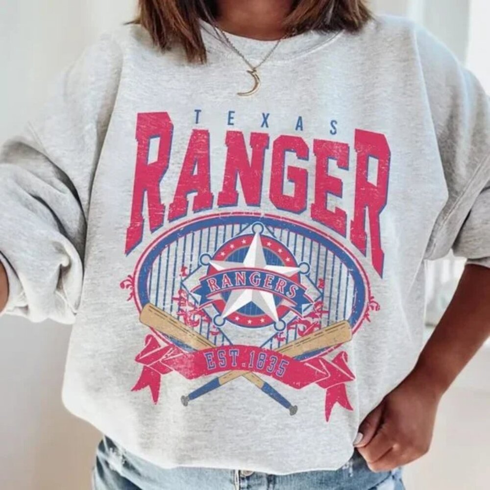 1835 Texas Ranger Sweatshirt, Vintage Texas Baseball Crewneck shirt tee